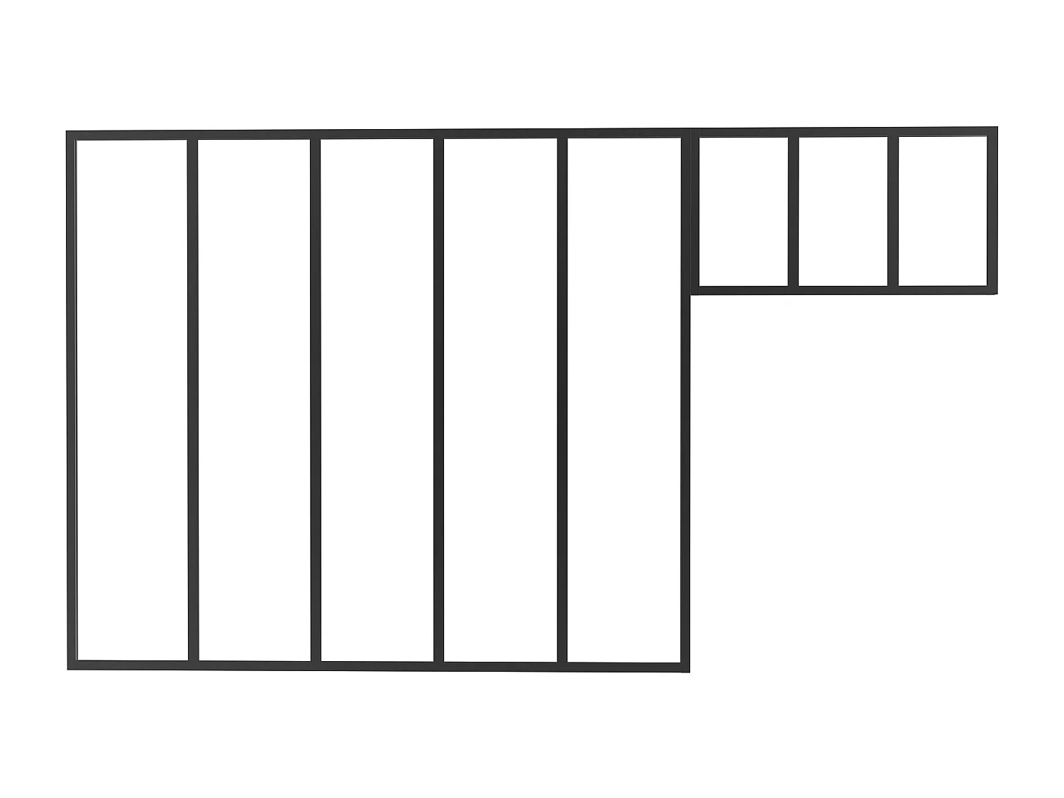 Verrière atelier avec imposte en aluminium thermolaqué - L150 x H130 + L73 x H40 cm - Noir - BAYVIEW
