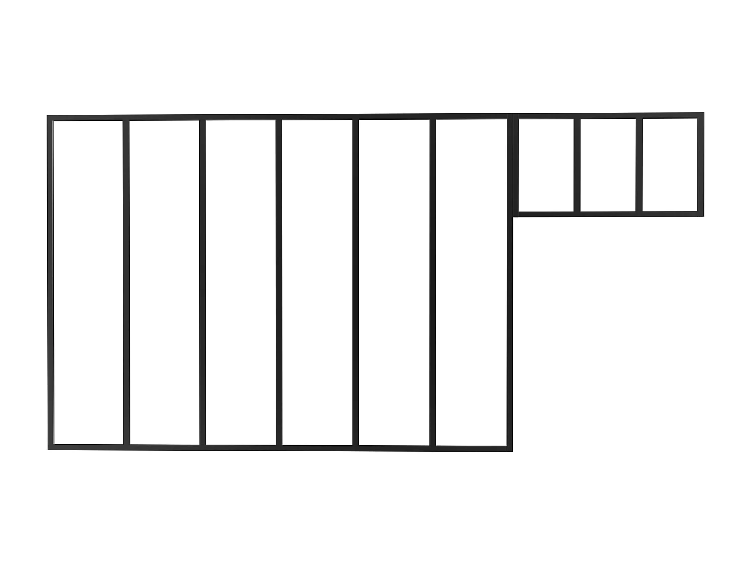 Verrière atelier avec imposte en aluminium thermolaqué - L180 x H130 + L73 x H40 cm - Noir - BAYVIEW