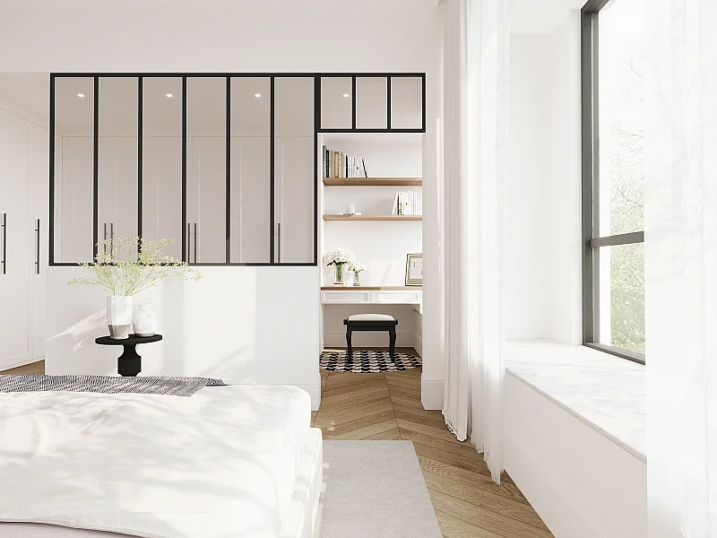 Verrière atelier avec imposte en aluminium thermolaqué - L180 x H130 + L73 x H40 cm - Noir - BAYVIEW