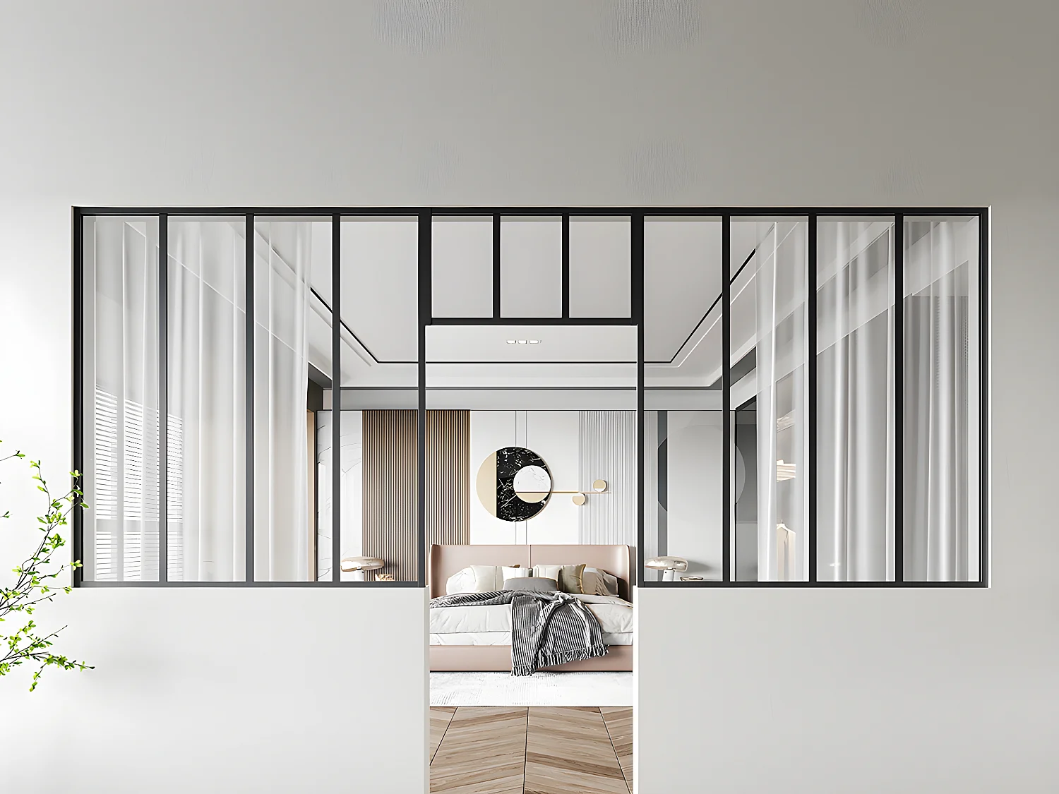 Lot de 2 verrières atelier avec imposte en aluminium thermolaqué - 2 x L120 x H130 + L73 x H40 cm - Noir - BAYVIEW