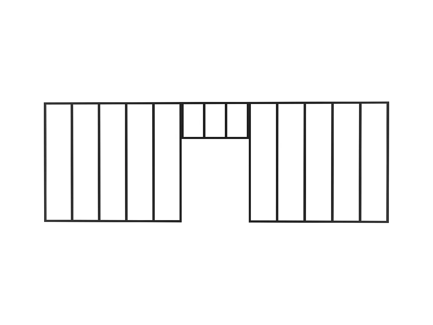 Lot de 2 verrières atelier avec imposte en aluminium thermolaqué - 2 x L150 x H130 + L73 x H40 cm - Noir - BAYVIEW