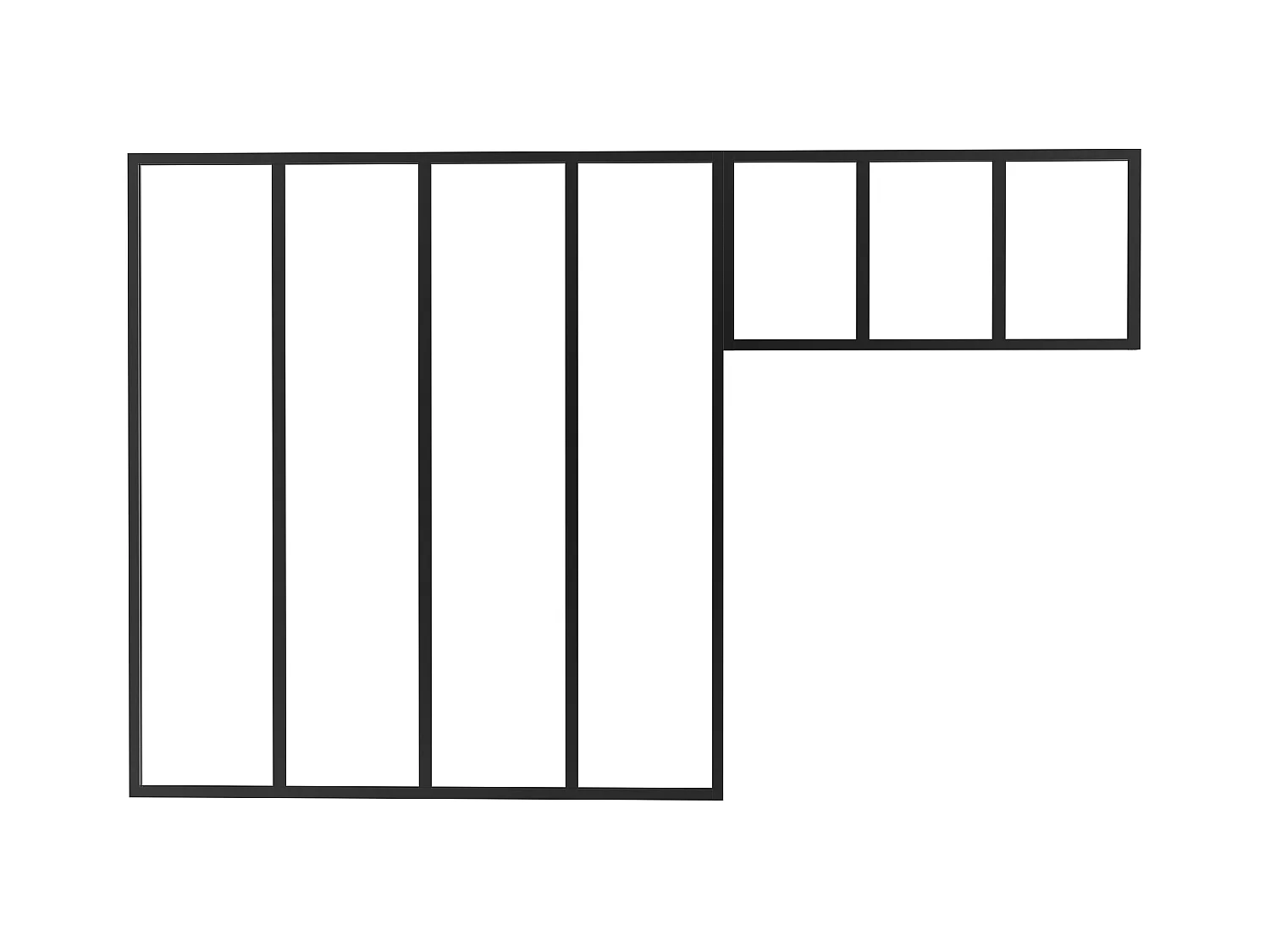 Raam werkplaats van gepoedercoat aluminium -  L120 x H130 + L83 x H40 cm - Zwart - BAYVIEW