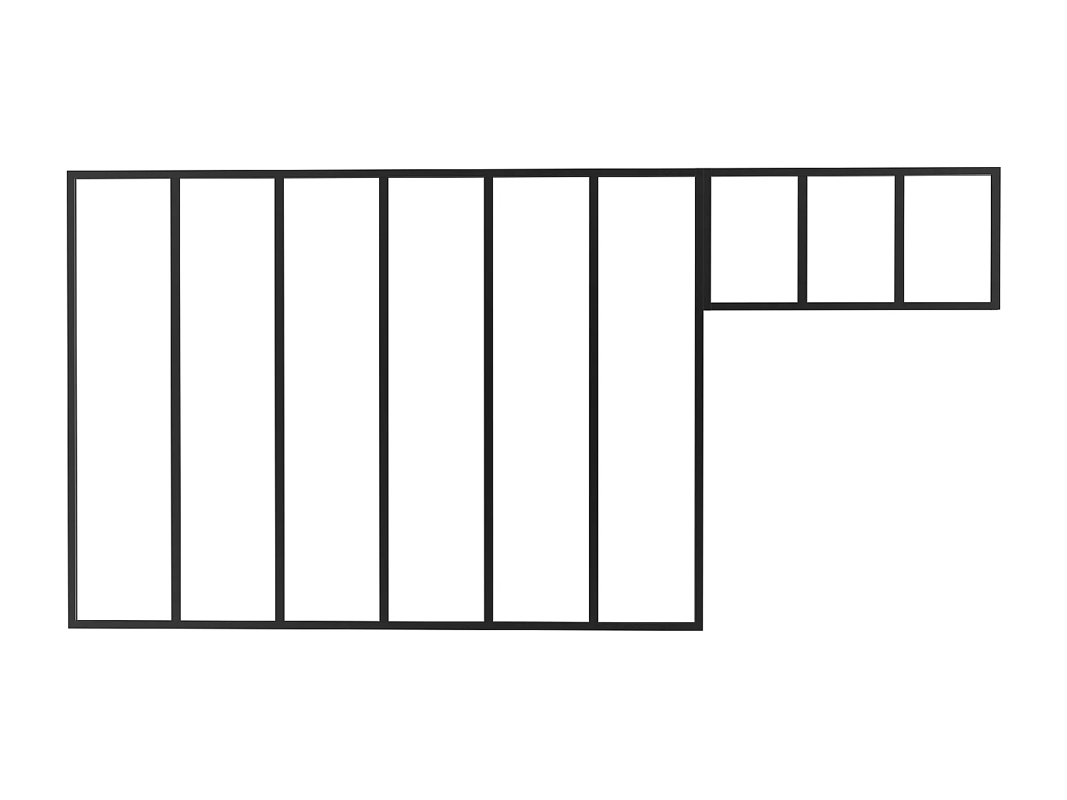 Verrière atelier avec imposte en aluminium thermolaqué - L180 x H130 + L83 x H40 cm - Noir - BAYVIEW