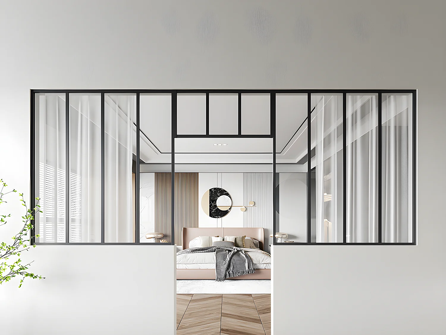 Set med 2 verkstadsfönster med överljus i pulverlackerad aluminium - 2 x B120 x H130 + B83 x H40 cm - Svart - BAYVIEW