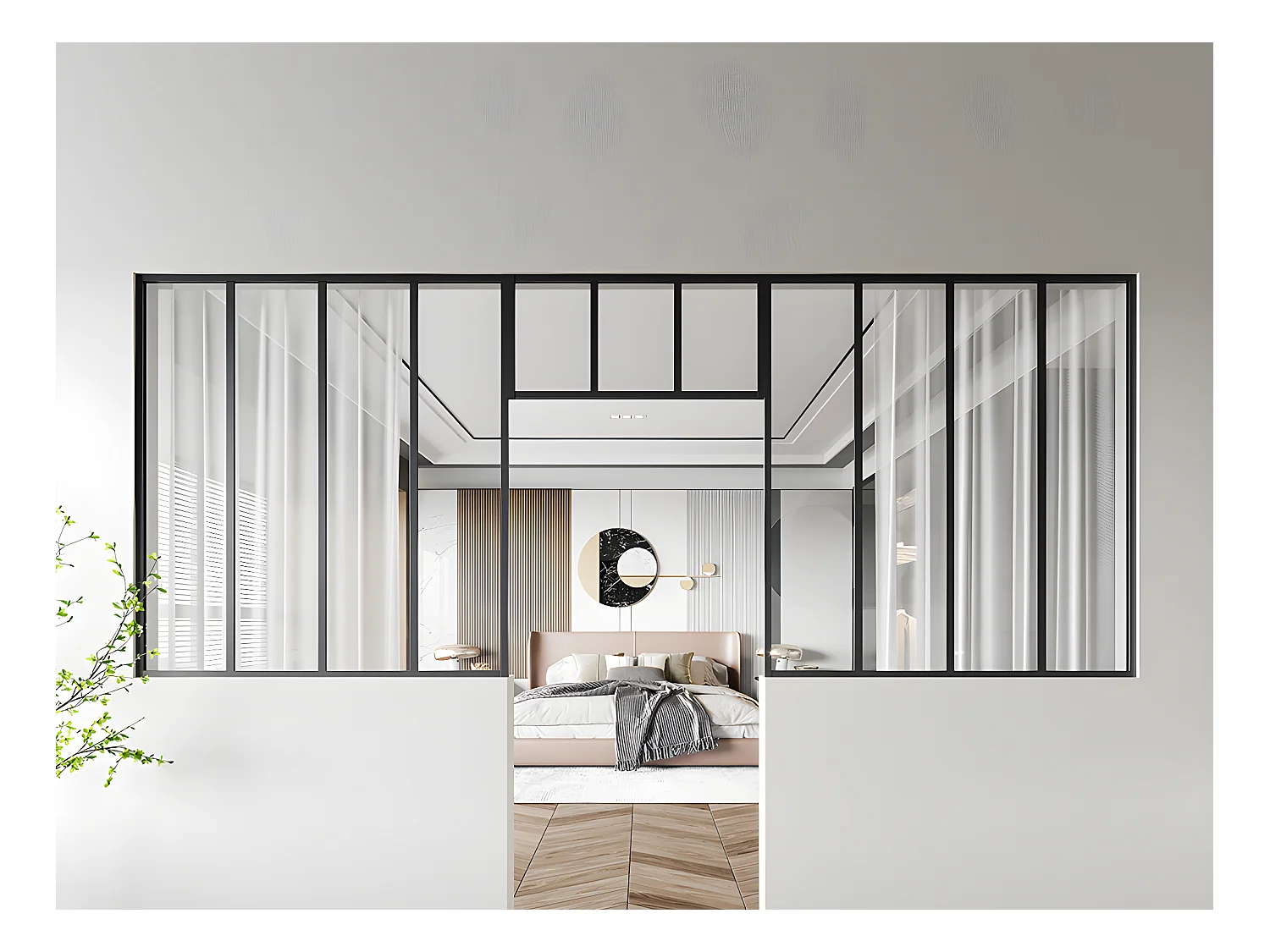 Lot de 2 verrières atelier avec imposte en aluminium thermolaqué - 2 x L120 x H130 + L83 x H40 cm - Noir - BAYVIEW