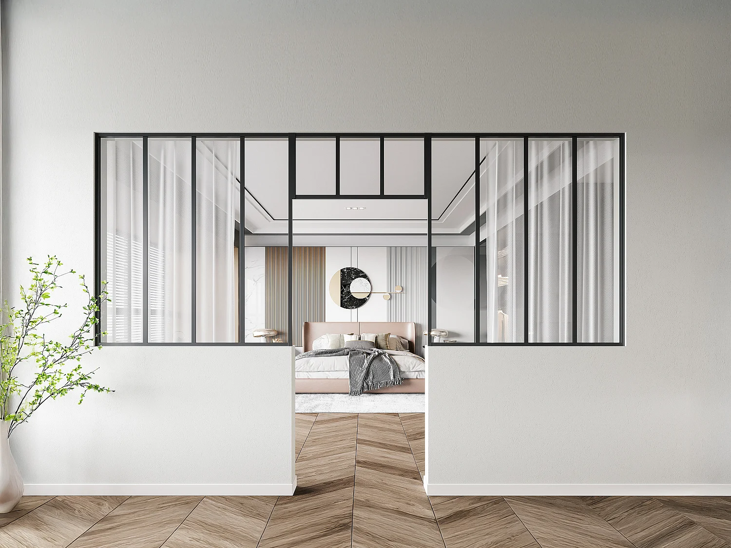 Lot de 2 verrières atelier avec imposte en aluminium thermolaqué - 2 x L120 x H130 + L83 x H40 cm - Noir - BAYVIEW