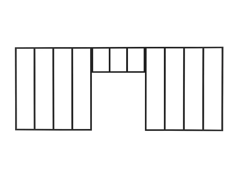 Vetrata atelier con sopraluce 2xL120xH130 + L83xH40cm in Alluminio termolaccato Nero - Lotto di 2 - BAYVIEW