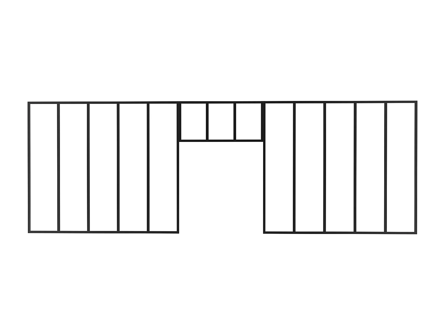 Sett med 2 verkstedsvinduer med overfelt i pulverlakkert aluminium - 2 x B150 x H130 + B83 x H40 cm - Svart - BAYVIEW