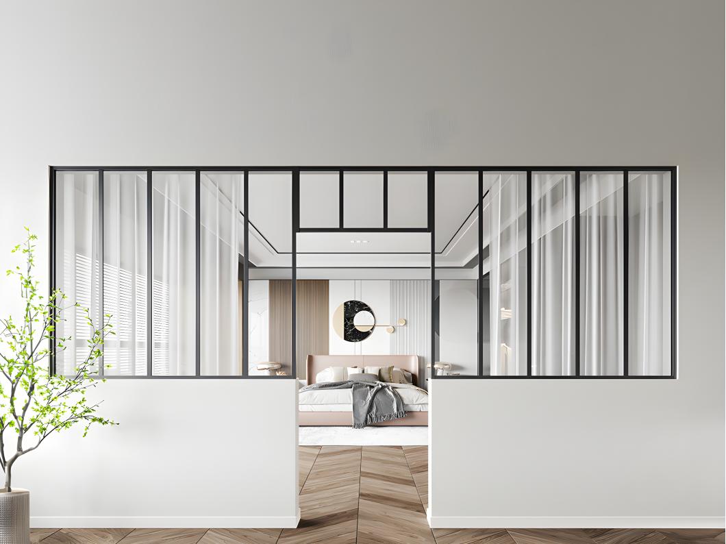 Lot de 2 verrières atelier avec imposte en aluminium thermolaqué - 2 x L150 x H130 + L83 x H40 cm - Noir - BAYVIEW