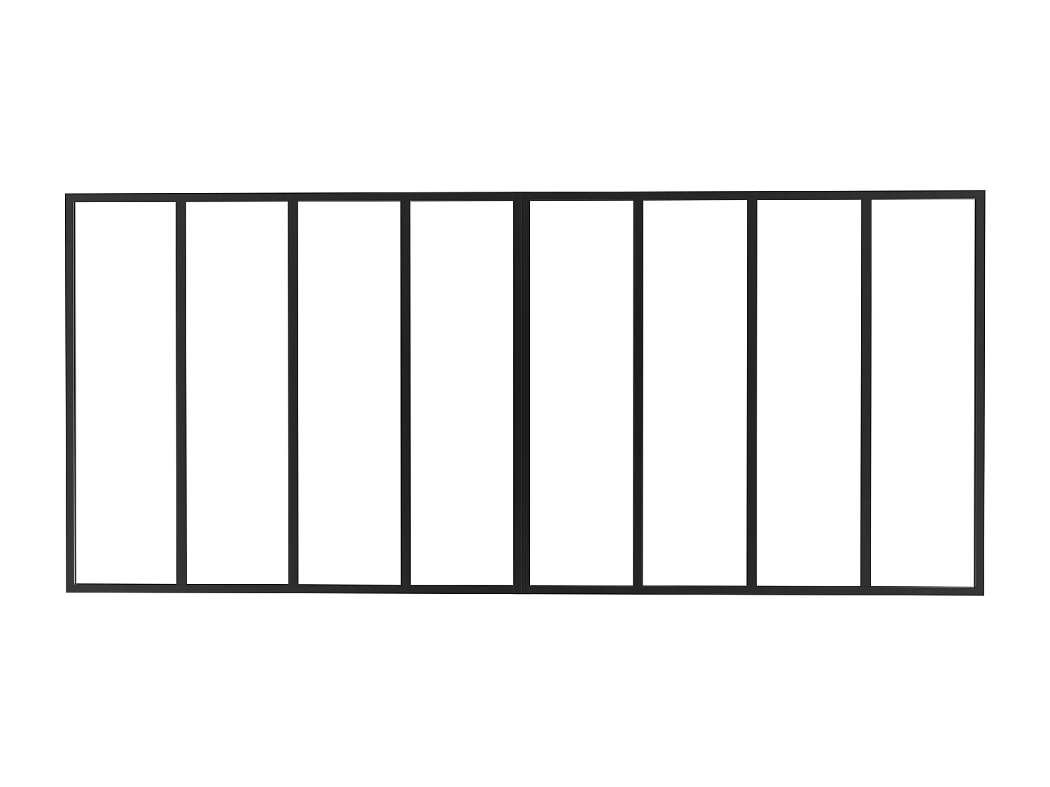 Przeszklona ścianka industrialna z aluminium malowanego proszkowo - szer. 240 x wys. 105 cm - Czarny - BAYVIEW