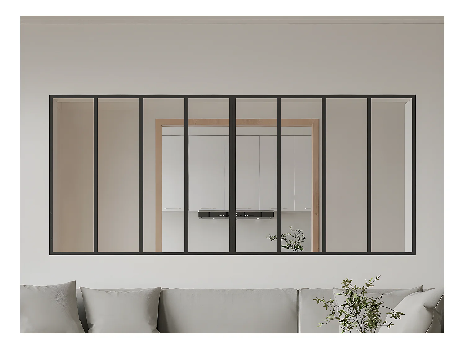 Verrière atelier en aluminium thermolaqué - L240 x H105 cm - Noir - BAYVIEW