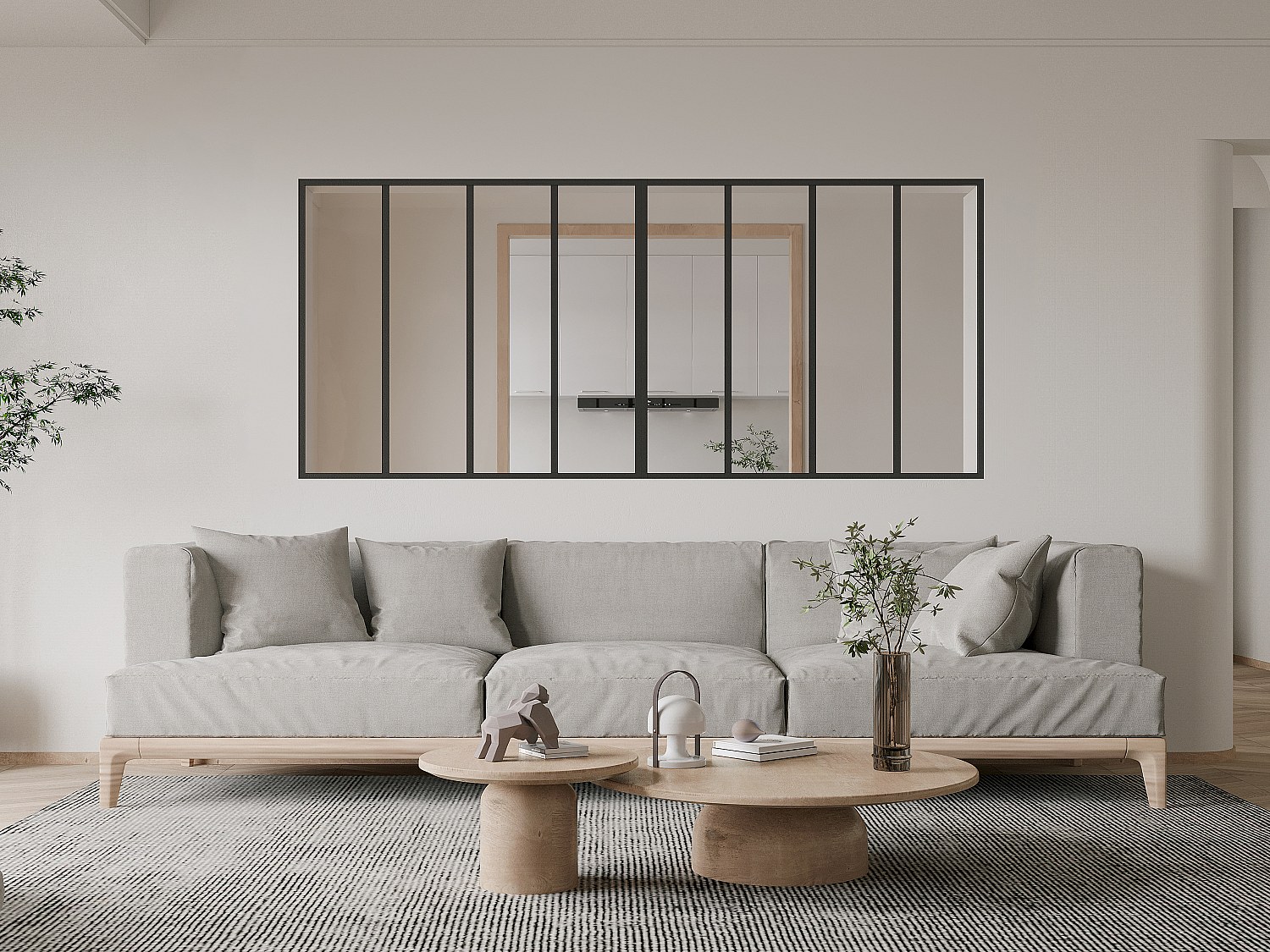 Vente-unique Atelier-Glaswand - 240 X 105 Cm - Thermolackiertes Aluminium - Schwarz - Bayview