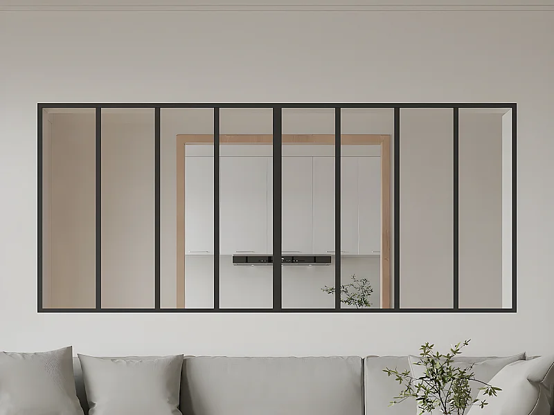 Werkplaatsraam van gepoedercoat aluminium - L240 x H105 cm - Zwart - BAYVIEW