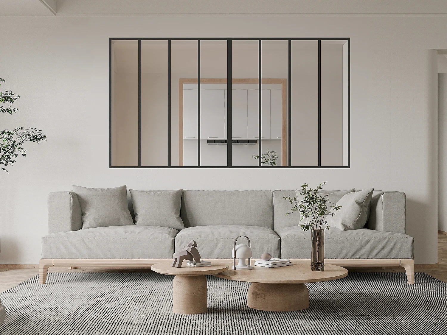 Werkplaatsraam van gepoedercoat aluminium - L240 x H130 cm - Zwart - BAYVIEW