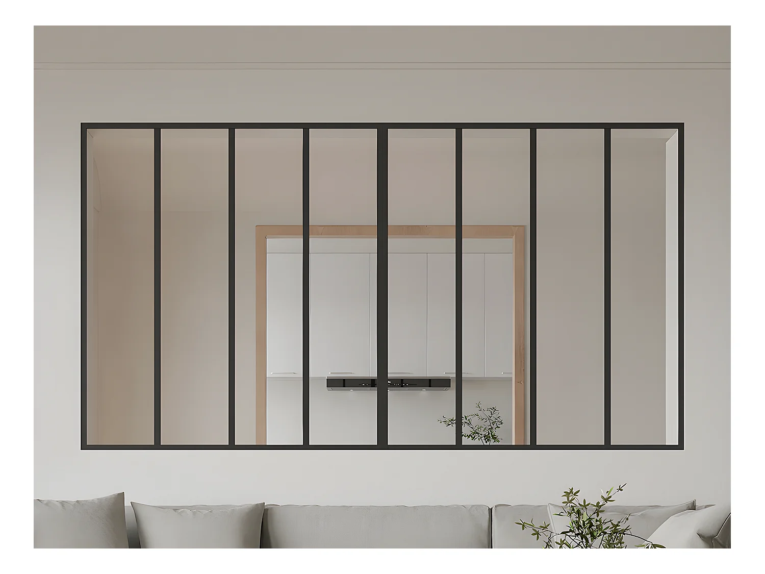 Werkplaatsraam van gepoedercoat aluminium - L240 x H130 cm - Zwart - BAYVIEW