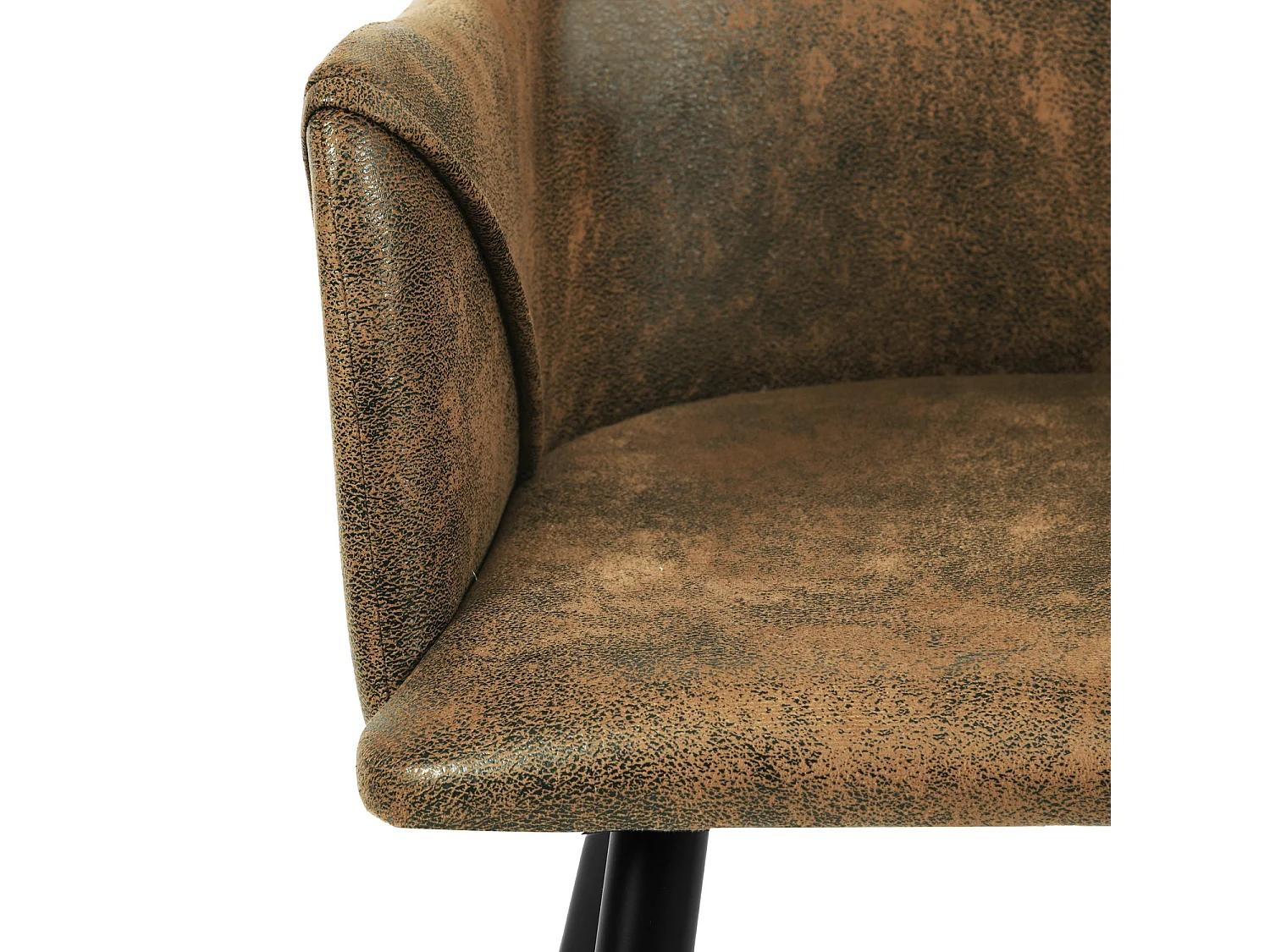 Set di 2 sedie da pranzo industriali retrò piedi sintetici in PU punti dorati ALDRIDGE VINTAGE BROWN UKFR