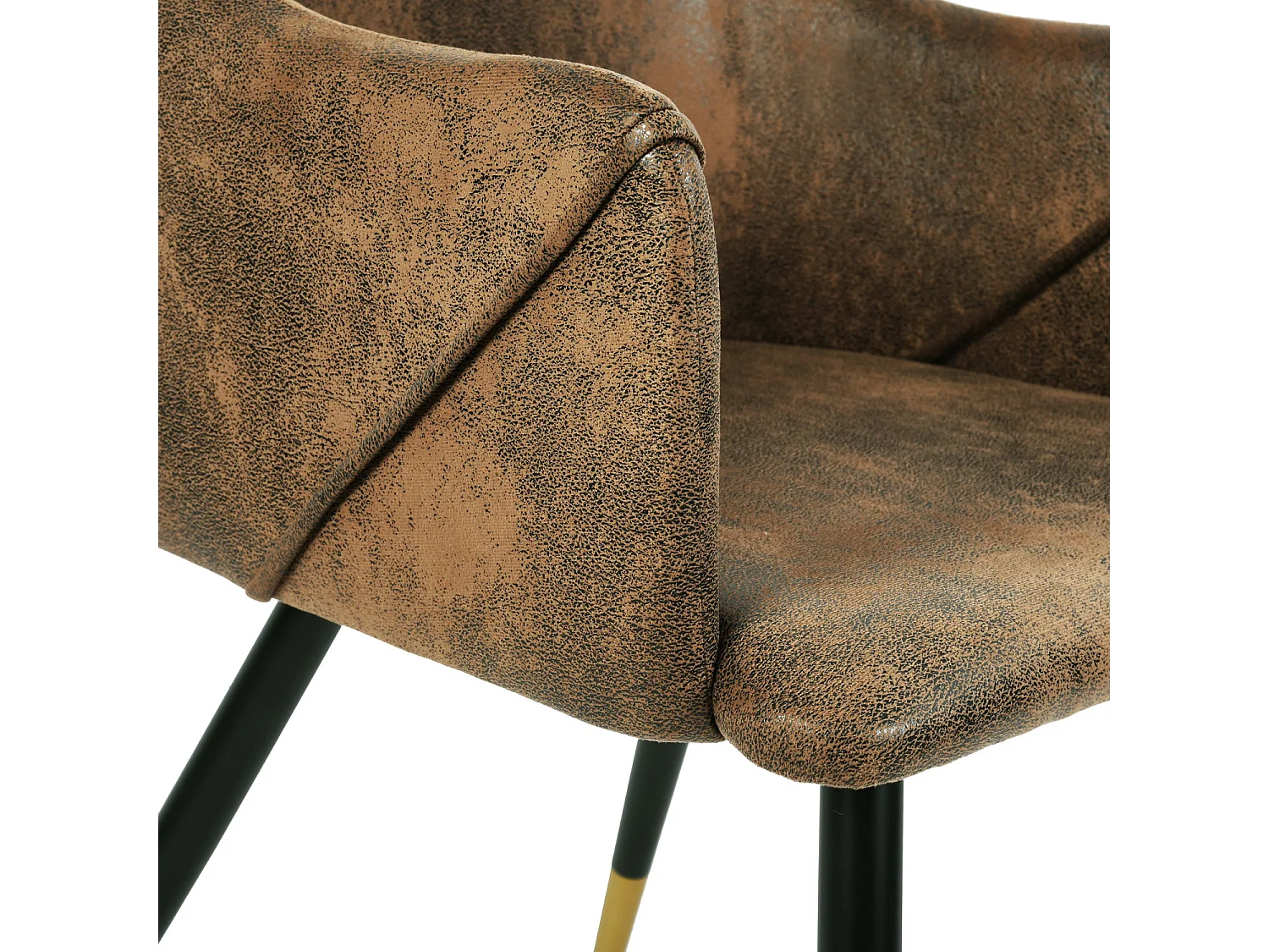 Set di 2 sedie da pranzo industriali retrò piedi sintetici in PU punti dorati ALDRIDGE VINTAGE BROWN UKFR