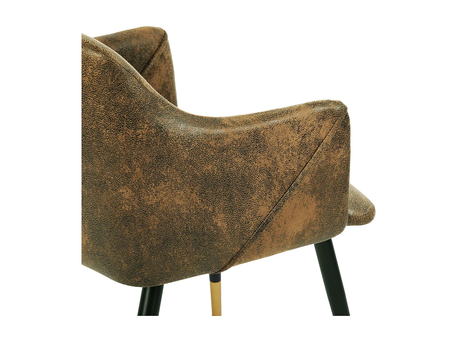 Set di 2 sedie da pranzo industriali retrò piedi sintetici in PU punti dorati ALDRIDGE VINTAGE BROWN UKFR