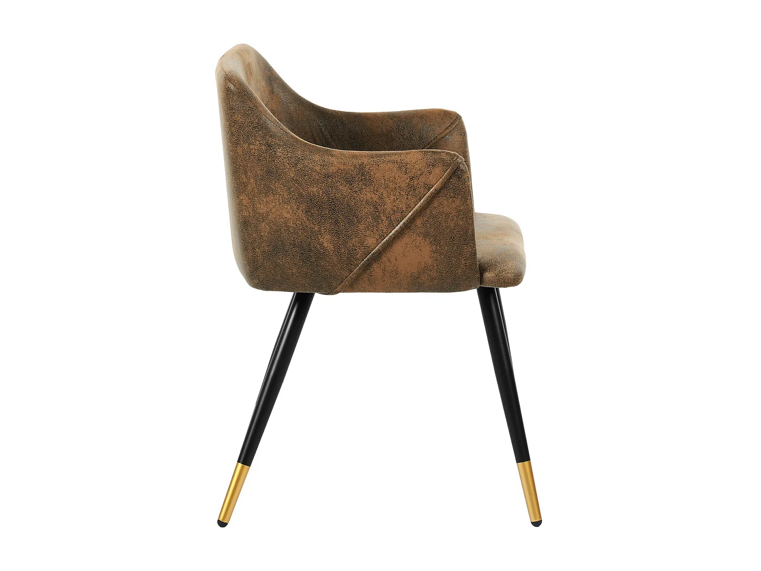 Set di 2 sedie da pranzo industriali retrò piedi sintetici in PU punti dorati ALDRIDGE VINTAGE BROWN UKFR