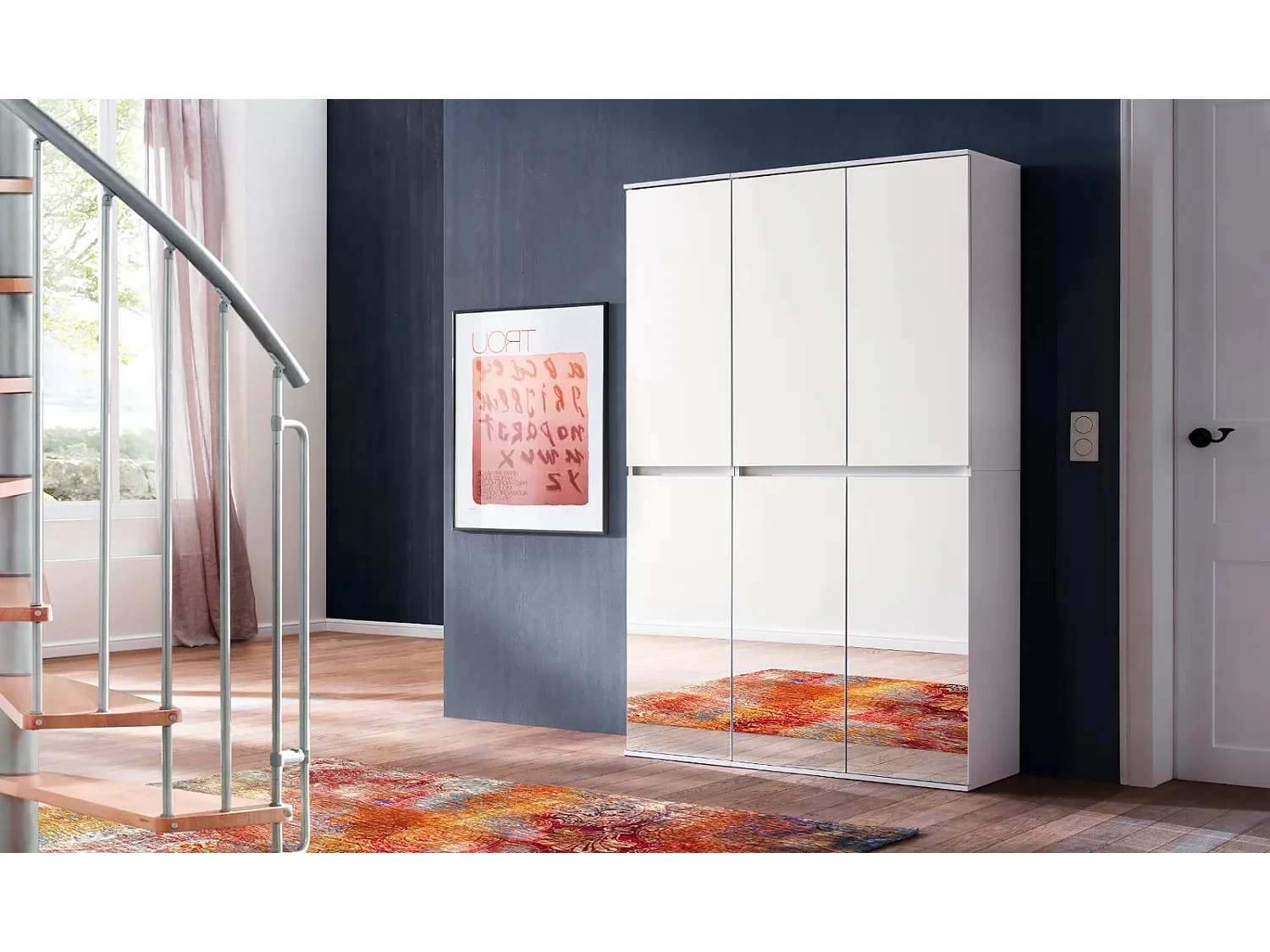 Armoire de rangement 6 portes avec miroir Cartel 111cm