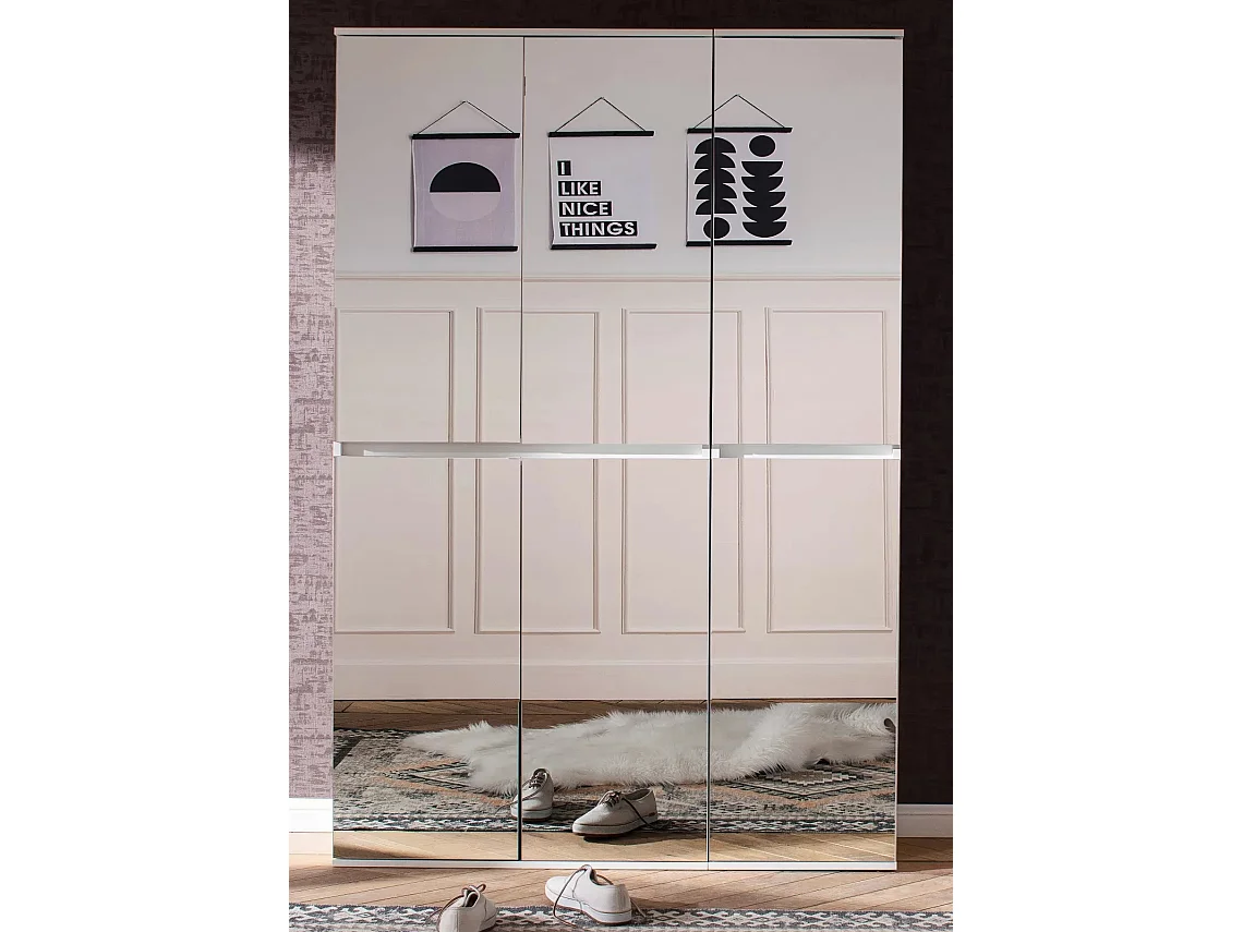 Armoire de rangement 6 portes avec miroir Cartel 111cm