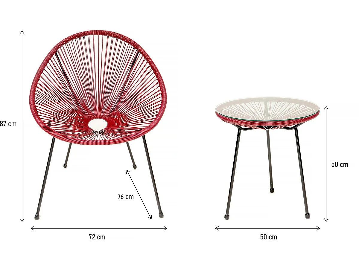 Conjunto de jardín Acapulco "Liana" - 2 plazas - Rojo -