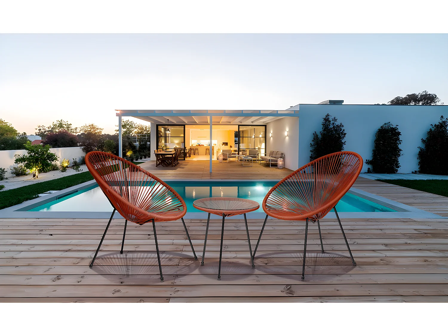 Ensemble de jardin acapulco  "Liana" - 2 places - Rouge