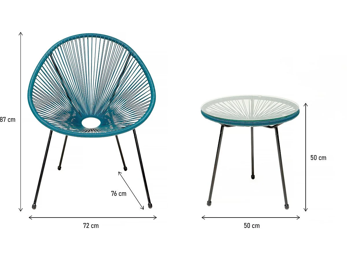 Ensemble de jardin acapulco  "Liana" - 2 places - Bleu foncé