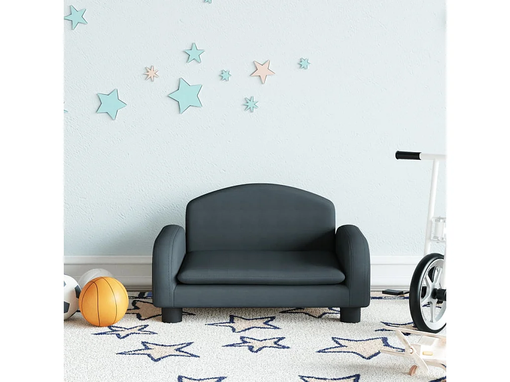 Canapé pour enfants gris foncé 50x40x30 cm tissu OID3412