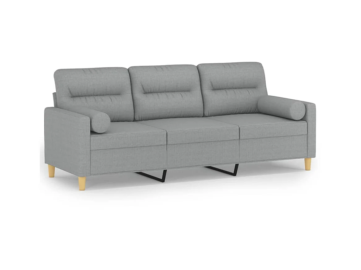 Canapé à 3 places avec oreillers gris clair 180 cm tissu OLA7650