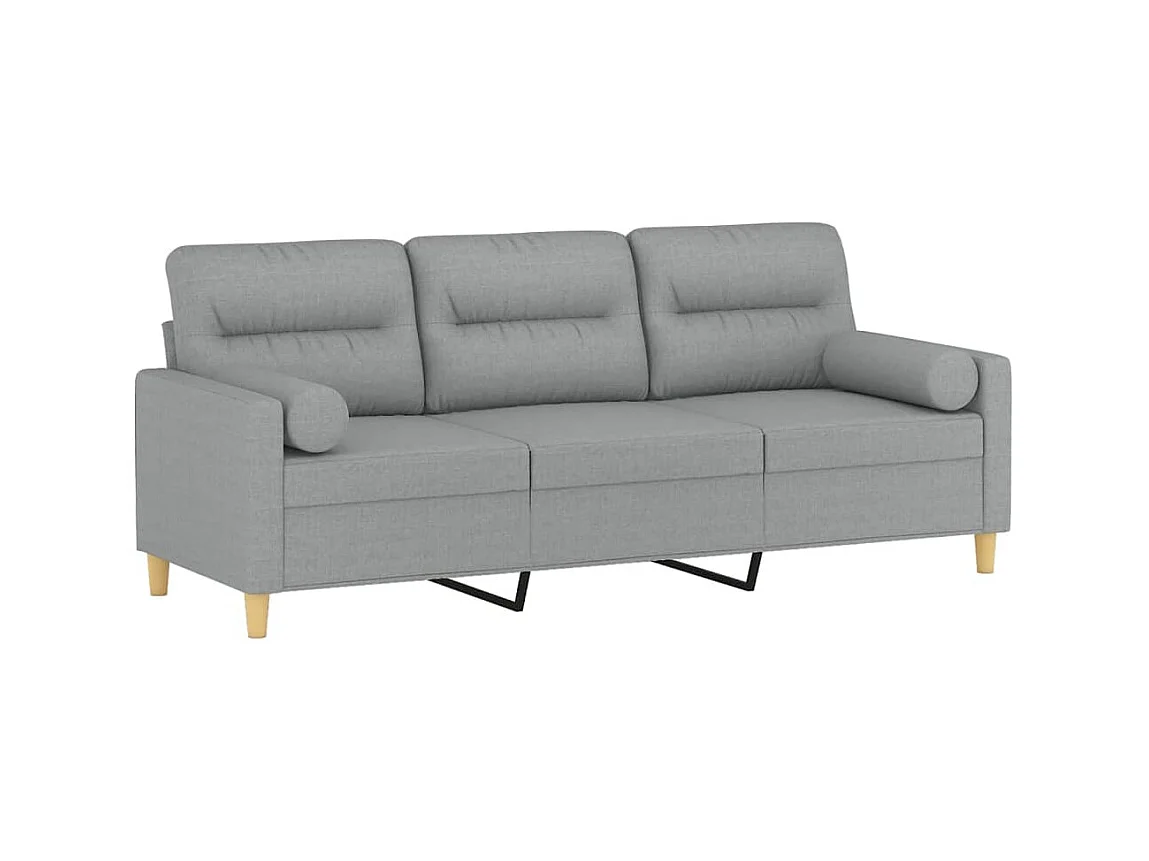 Canapé à 3 places avec oreillers gris clair 180 cm tissu OLA7650