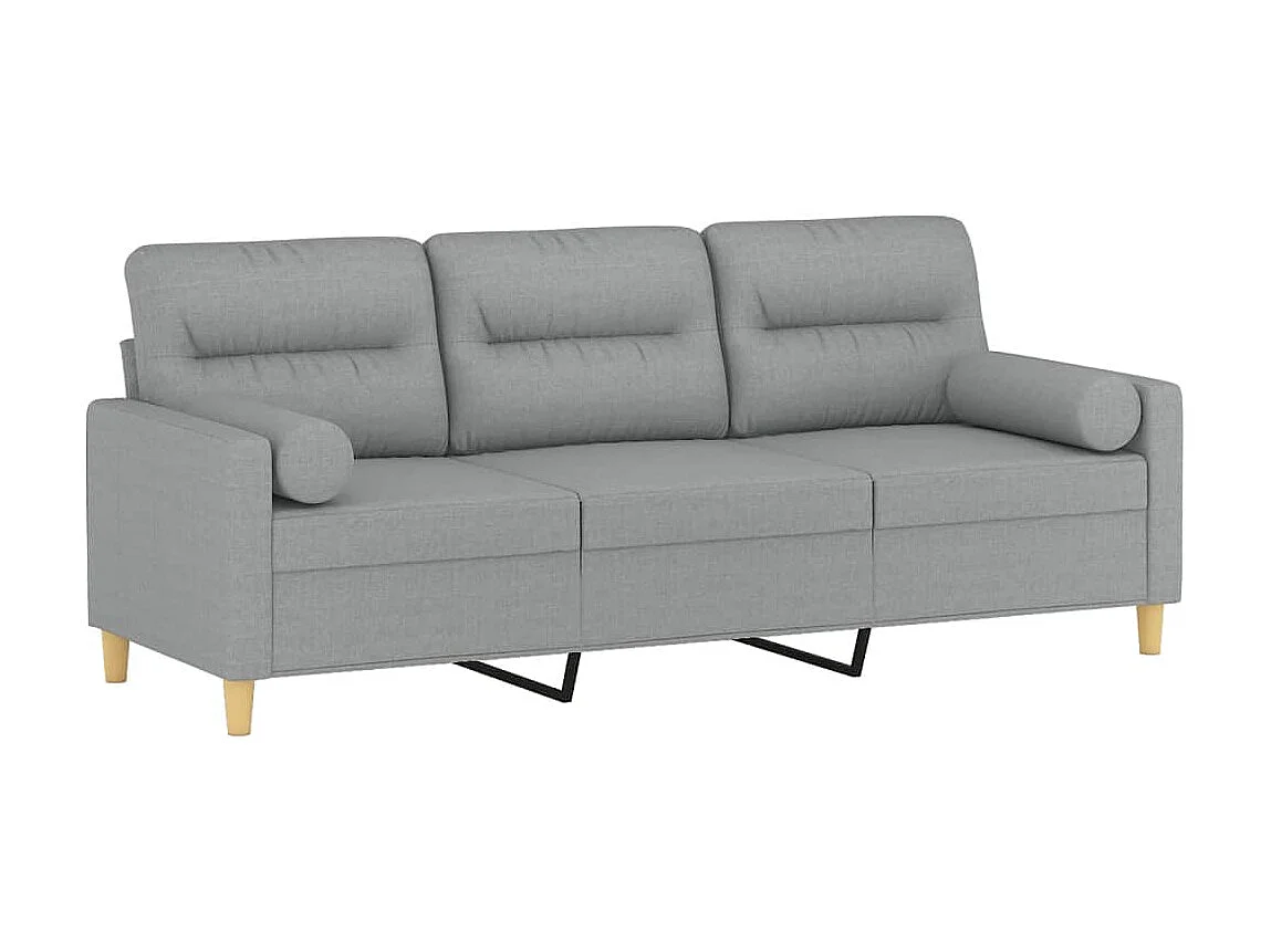 3-Sitzer-Sofa | Wohnzimmersofa mit Zierkissen Hellgrau 180 cm Stoff -gkd156244