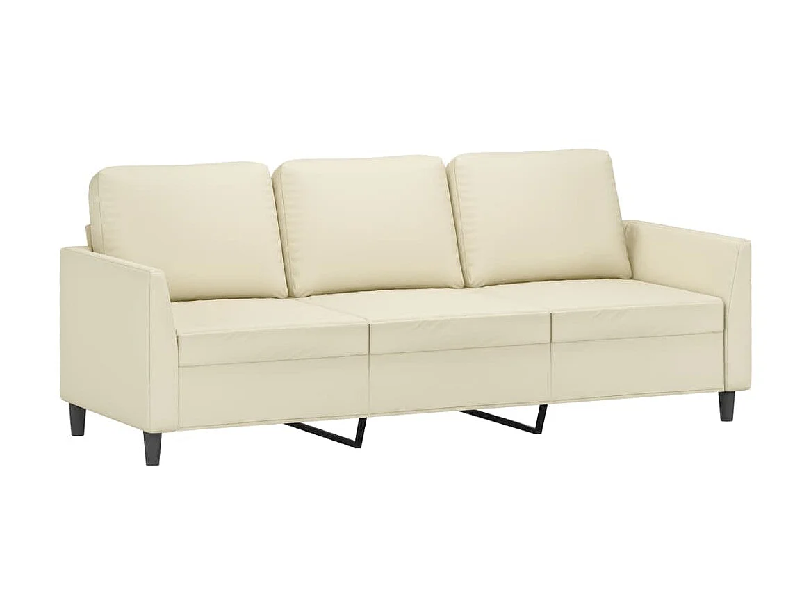 Canapé à 3 places avec repose-pieds Crème 180 cm Similicuir LODW45587