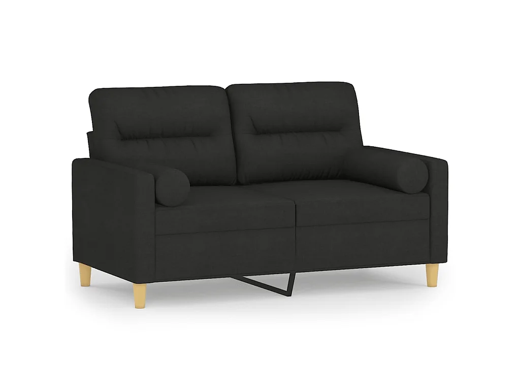 Canapé à 2 places avec oreillers décoratifs noir 120 cm tissu OLA4540