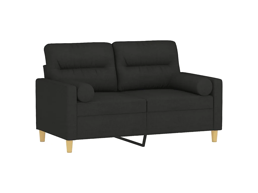 Canapé à 2 places avec oreillers décoratifs noir 120 cm tissu OLA4540