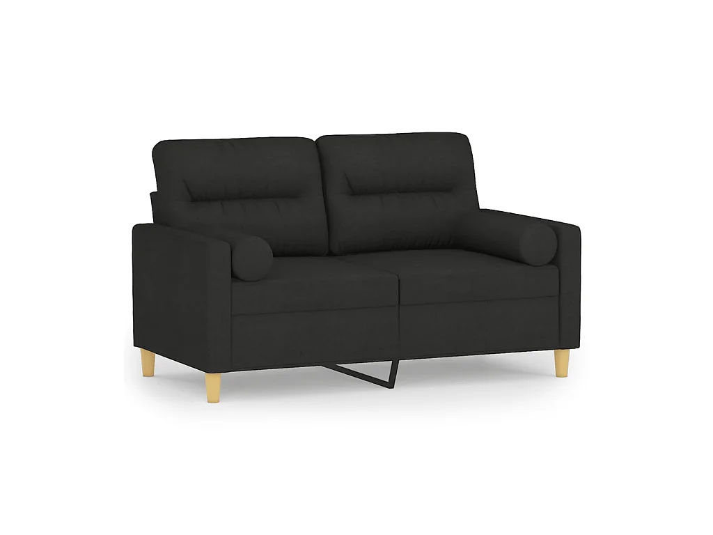 2-Sitzer-Sofa | Wohnzimmersofa mit Zierkissen Schwarz 120 cm Stoff -gkd673768