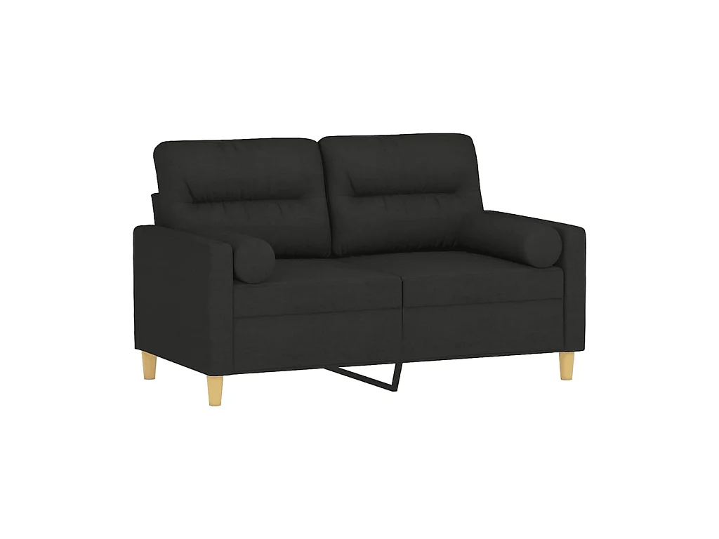 2-Sitzer-Sofa | Wohnzimmersofa mit Zierkissen Schwarz 120 cm Stoff -gkd673768