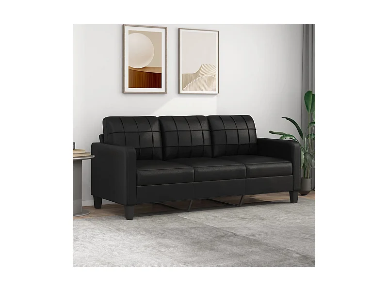 3-Sitzer-Sofa | Wohnzimmersofa Schwarz 180 cm Kunstleder -gkd641890