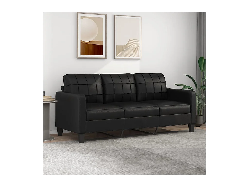 Canapé à 3 places Noir 180 cm Similicuir OID2585