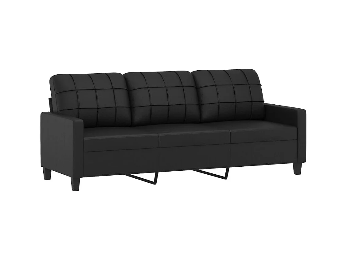 3-Sitzer-Sofa | Wohnzimmersofa Schwarz 180 cm Kunstleder -gkd641890
