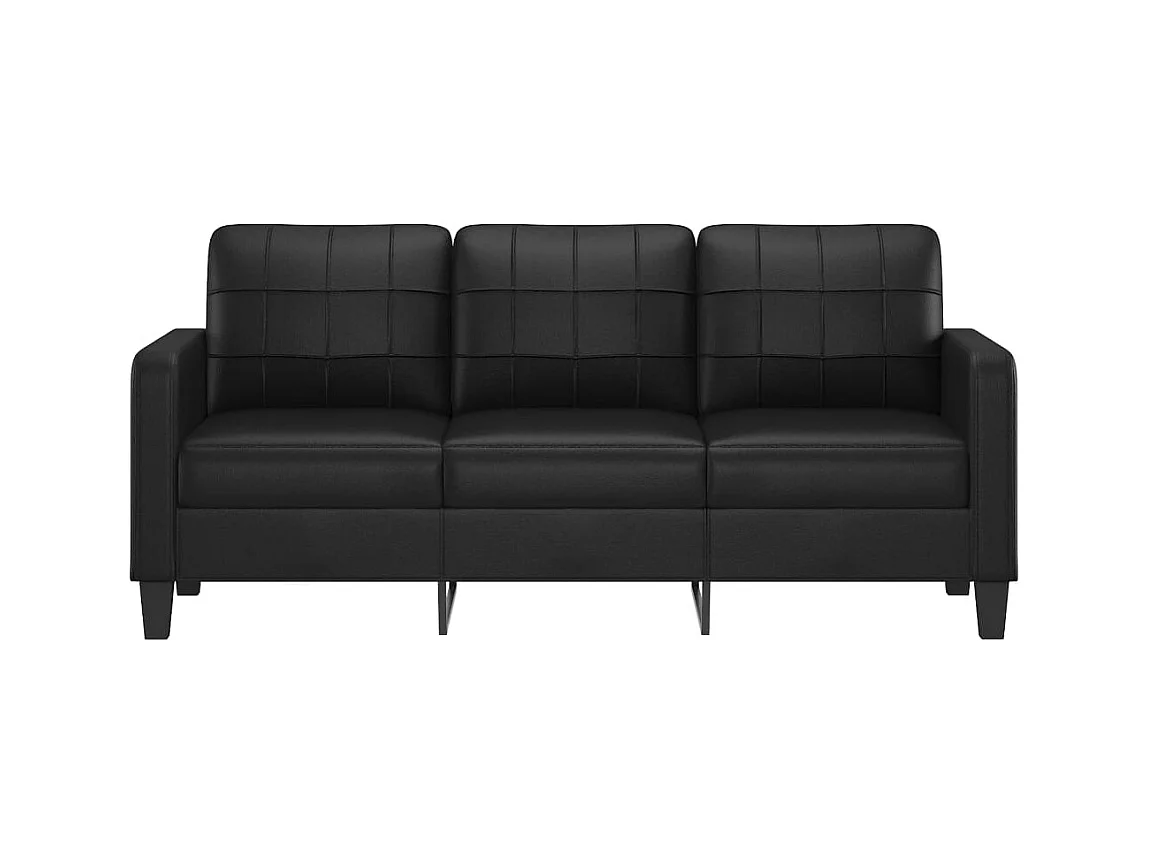 3-Sitzer-Sofa | Wohnzimmersofa Schwarz 180 cm Kunstleder -gkd641890