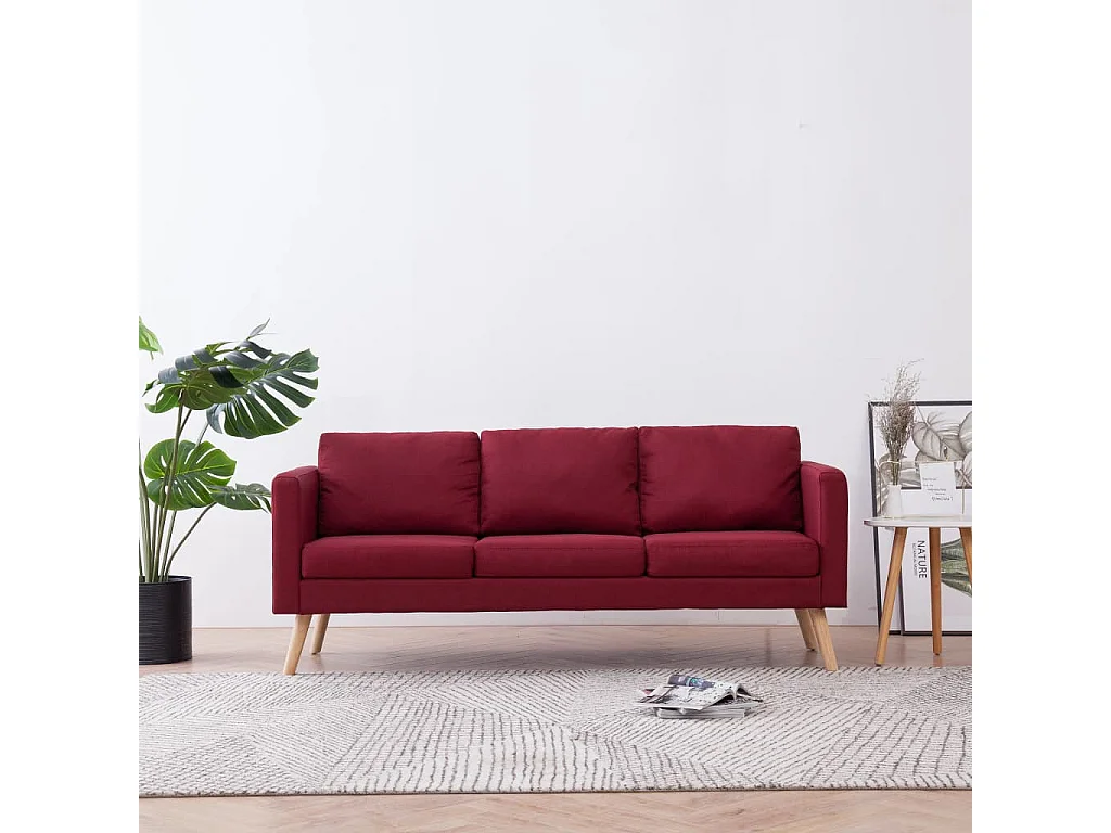 3-Sitzer-Sofa | Wohnzimmersofa Stoff Weinrot -gkd795627