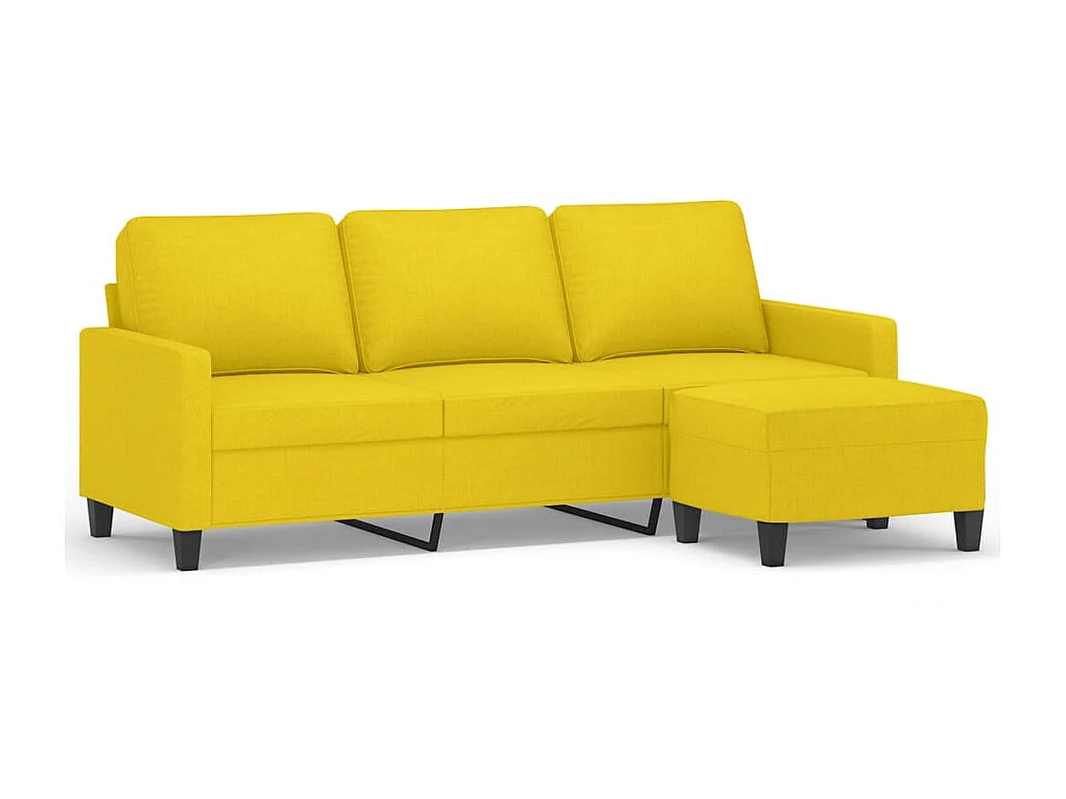 Canapé à 3 places avec repose-pieds Jaune clair 180 cm Tissu OID2733