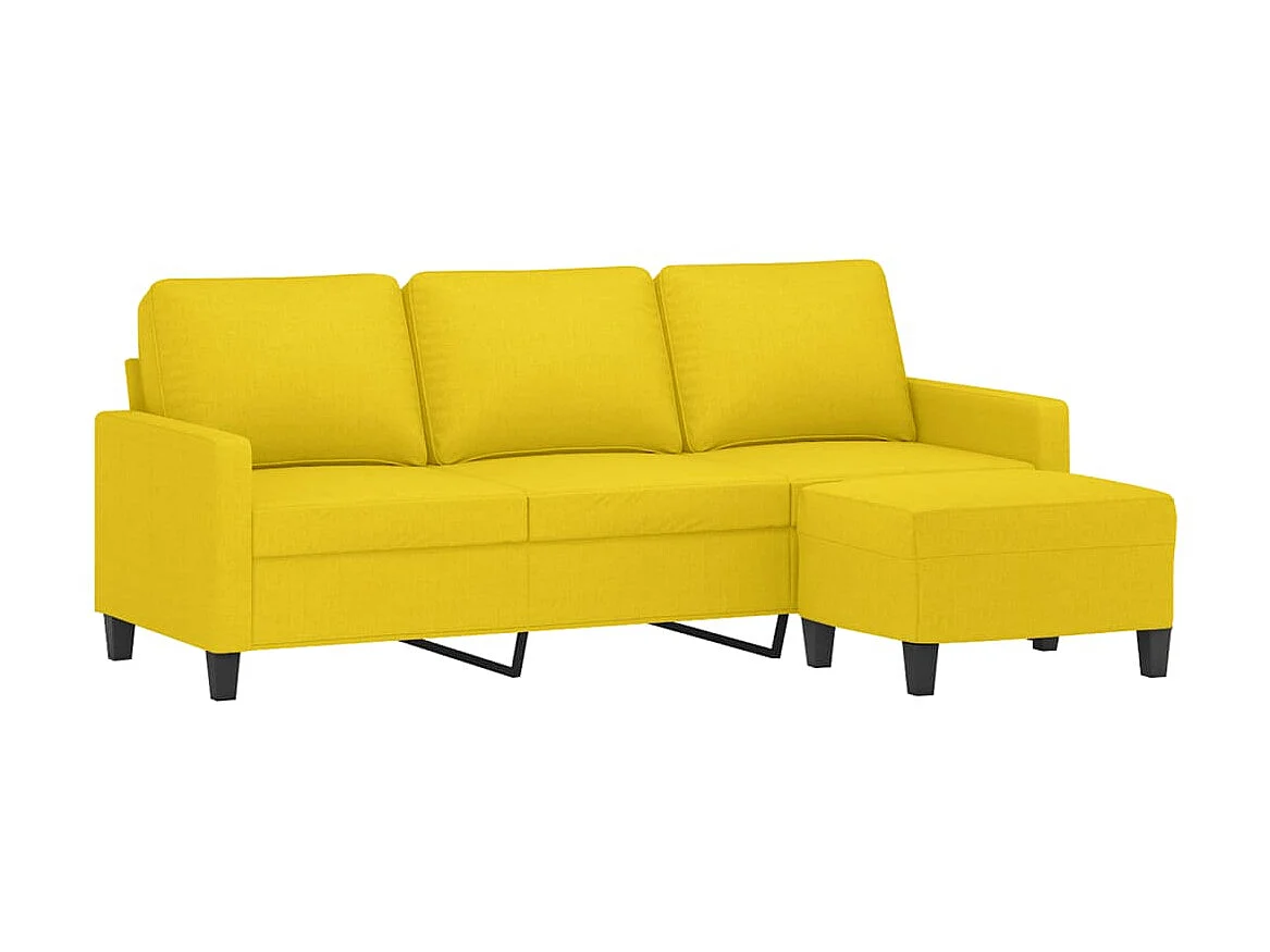 Canapé à 3 places avec repose-pieds Jaune clair 180 cm Tissu OID2733