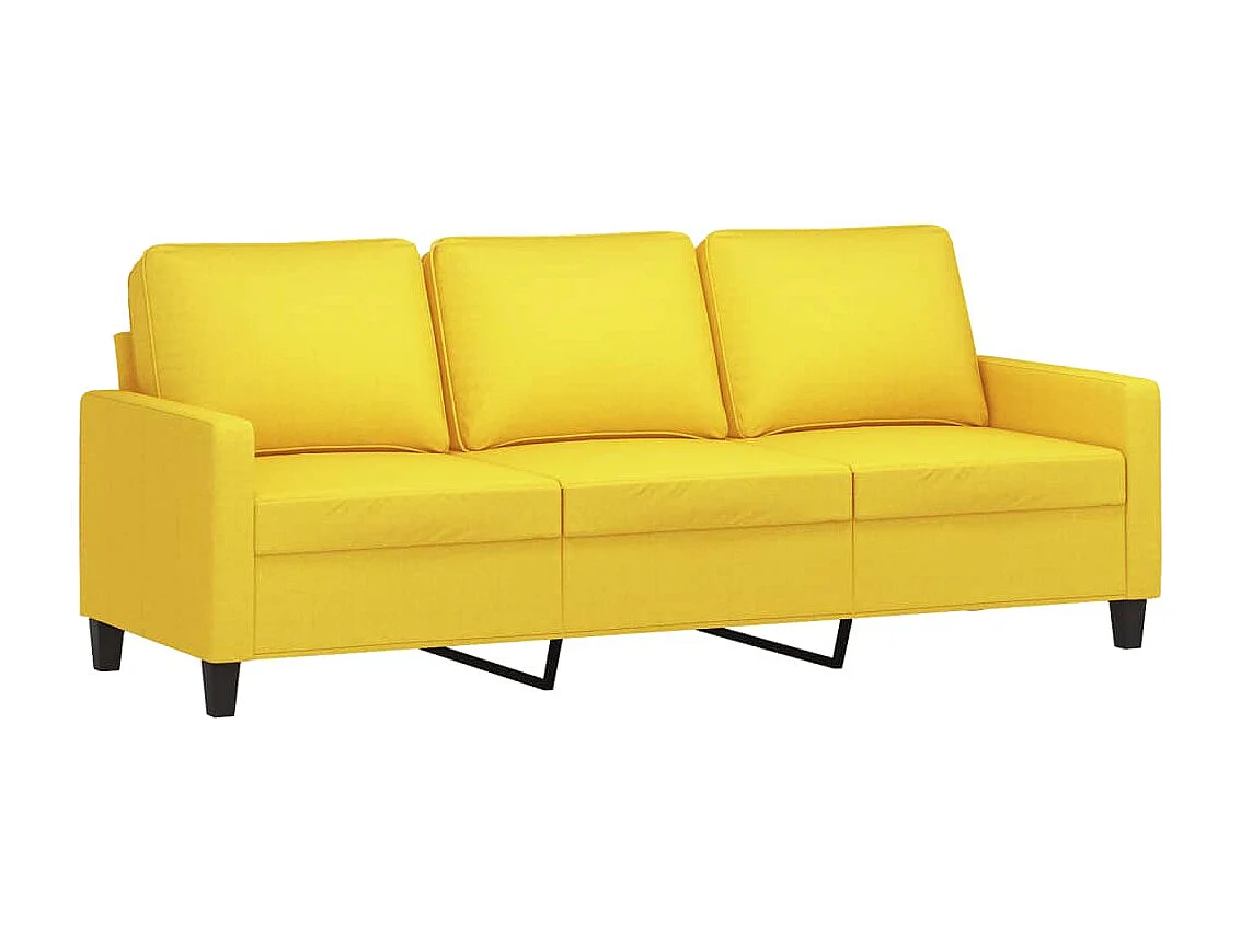 Canapé à 3 places avec repose-pieds Jaune clair 180 cm Tissu OID2733