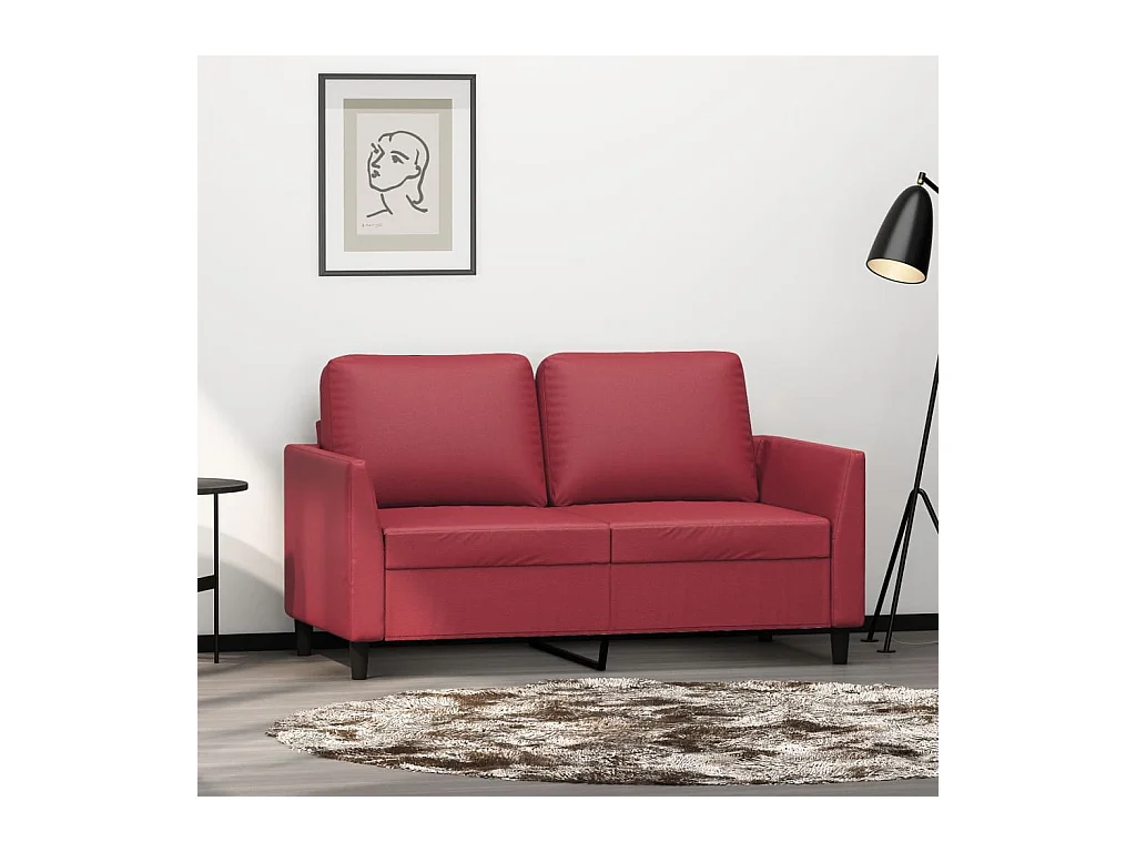 Canapé à 2 places Rouge bordeaux 120 cm Similicuir LODW70673