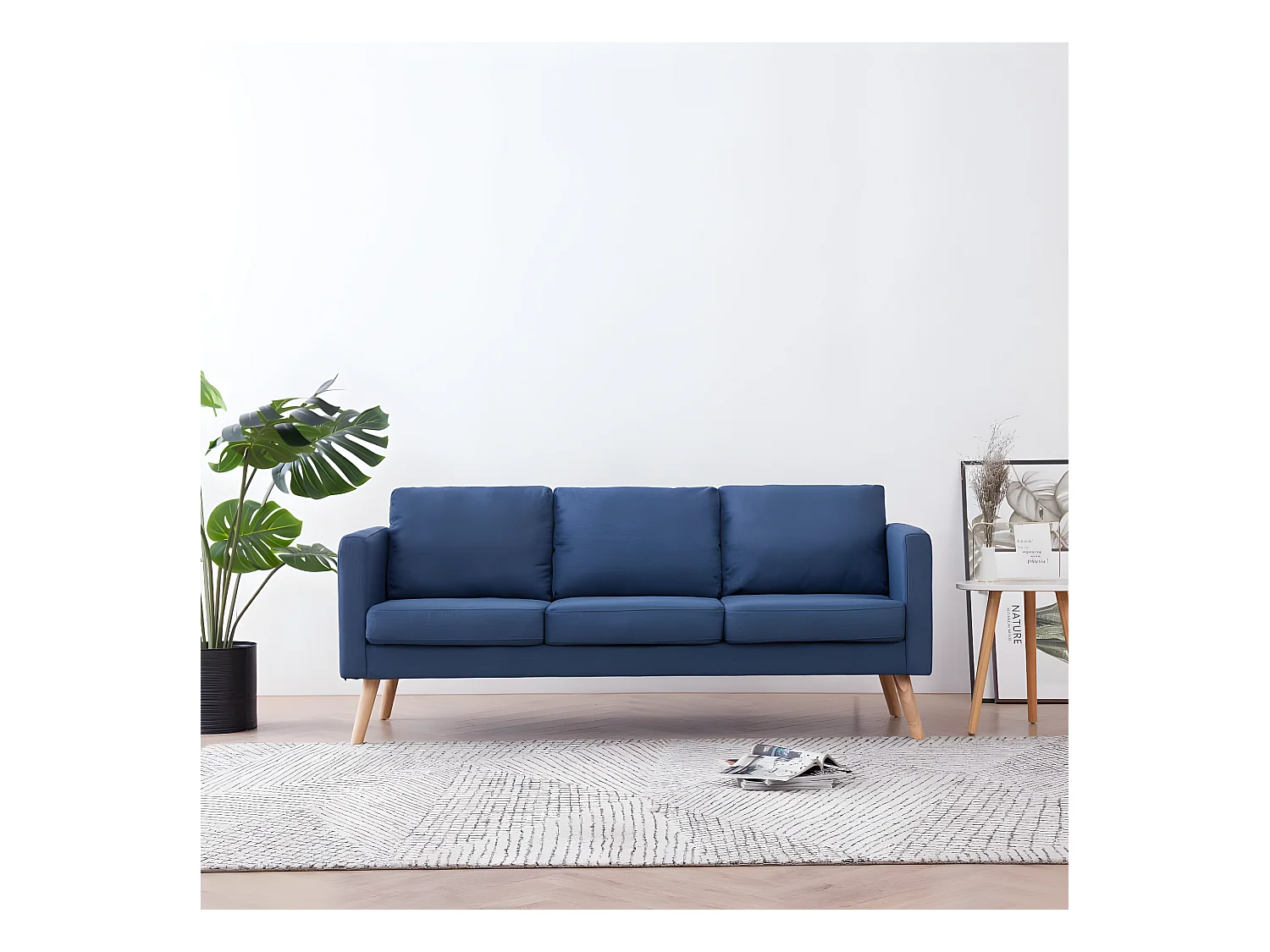 Canapé à 3 places Tissu Bleu OID5248