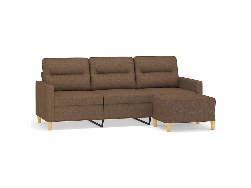 Canapé à 3 places avec repose-pieds Marron 180 cm Tissu OLA8173