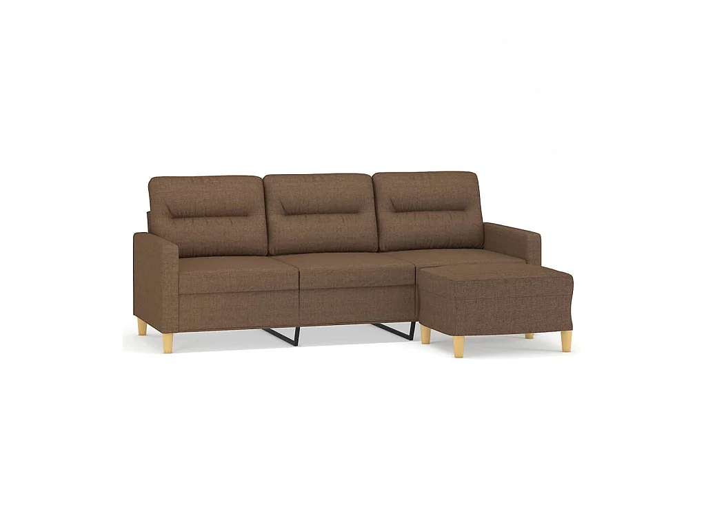 Canapé à 3 places avec repose-pieds Marron 180 cm Tissu OLA8173