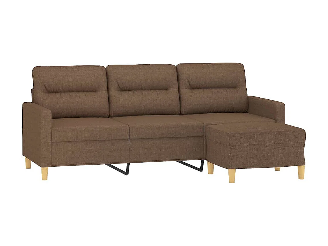 3-Sitzer-Sofa | Wohnzimmersofa mit Hocker Braun 180 cm Stoff -gkd11229